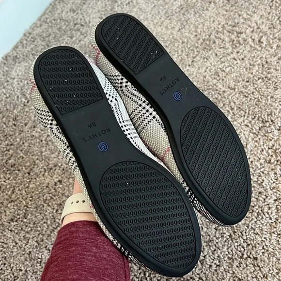 Rothy's Cream Glen Plaid Round Toe Flats - Picture 5 of 7